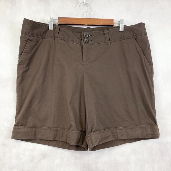 Mossimo Womens Shorts Sz 18 Chino Brown Minimalist Classic Beach Summer Outdoor - Picture 1 of 7